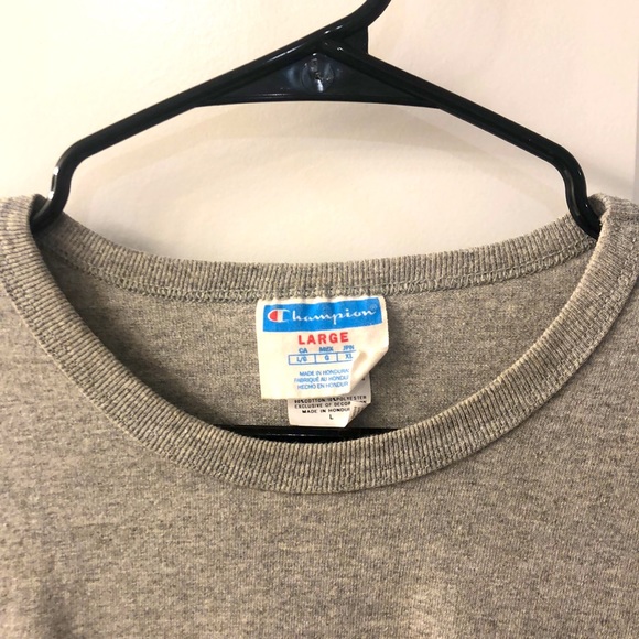Champion long-sleeve t-shirt.  Gently worn, size large, heather gray. - Picture 2 of 3